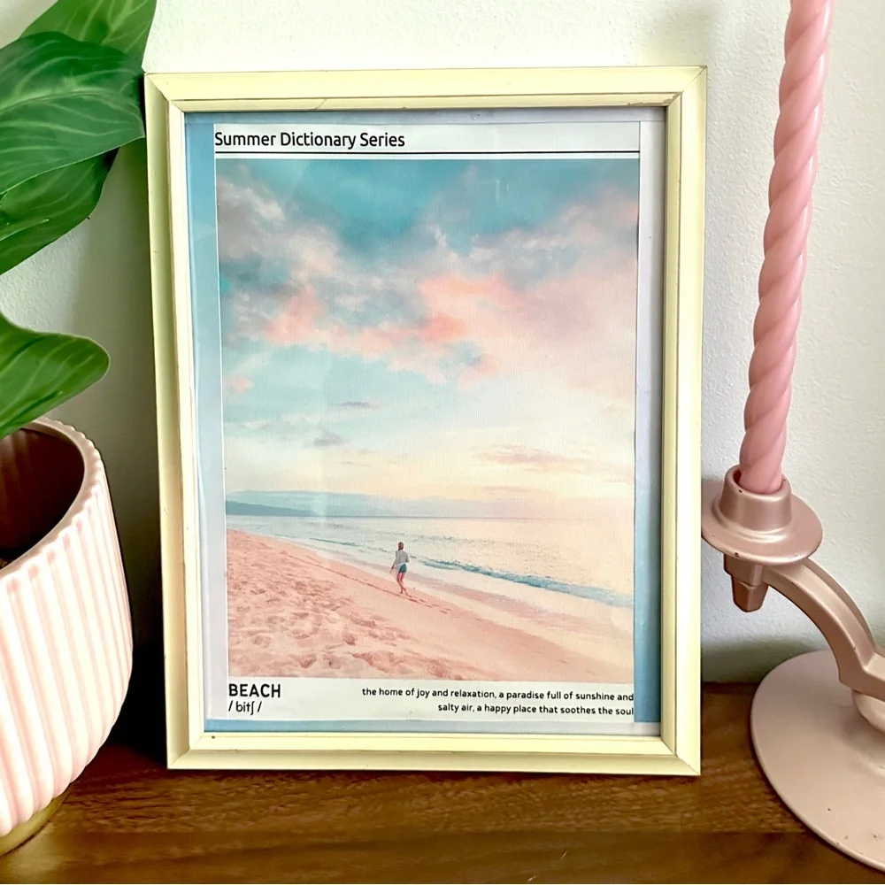 BEACH Summer Dictionary Series Ocean Canvas Art Print Framed Wall Art 10x13”